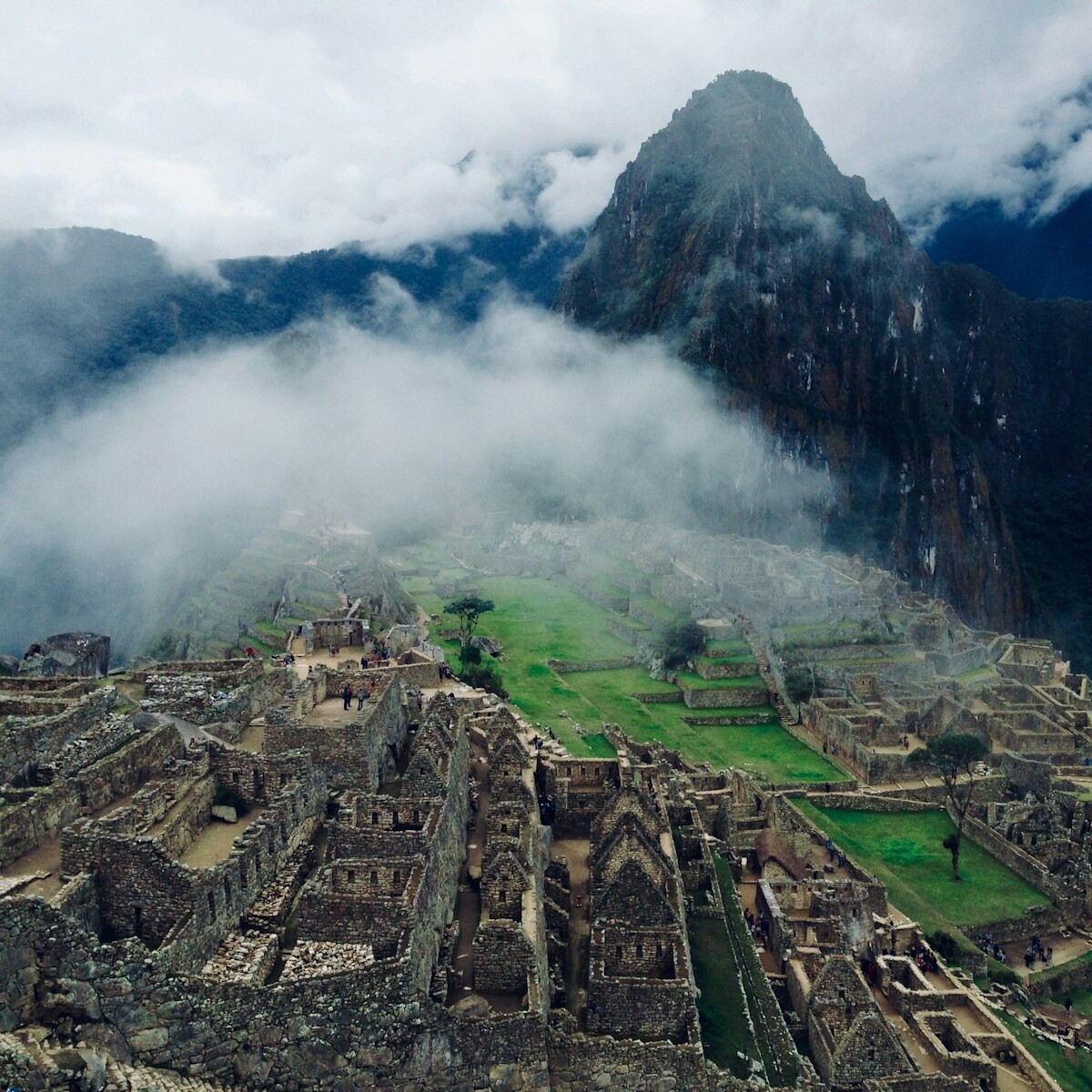 bird's-eye view of village in between mountain