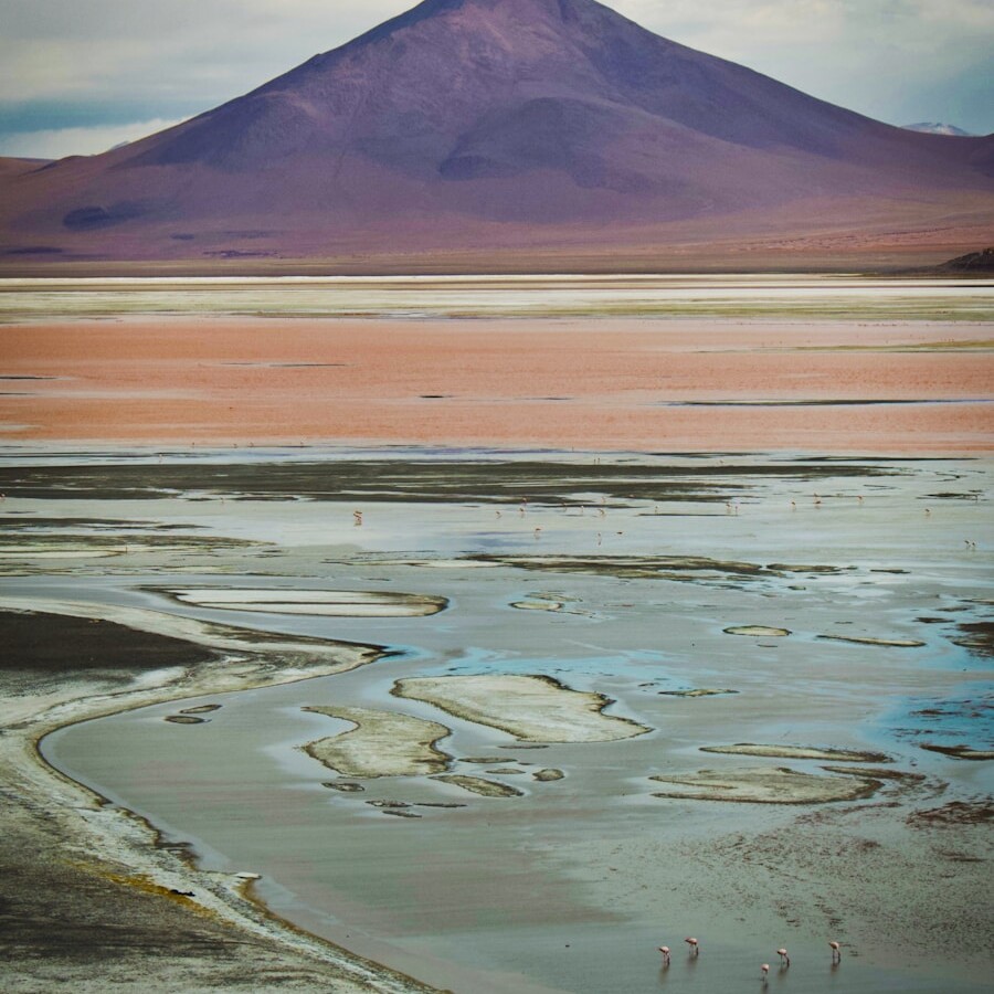 brown and white mountain near body of water during daytime